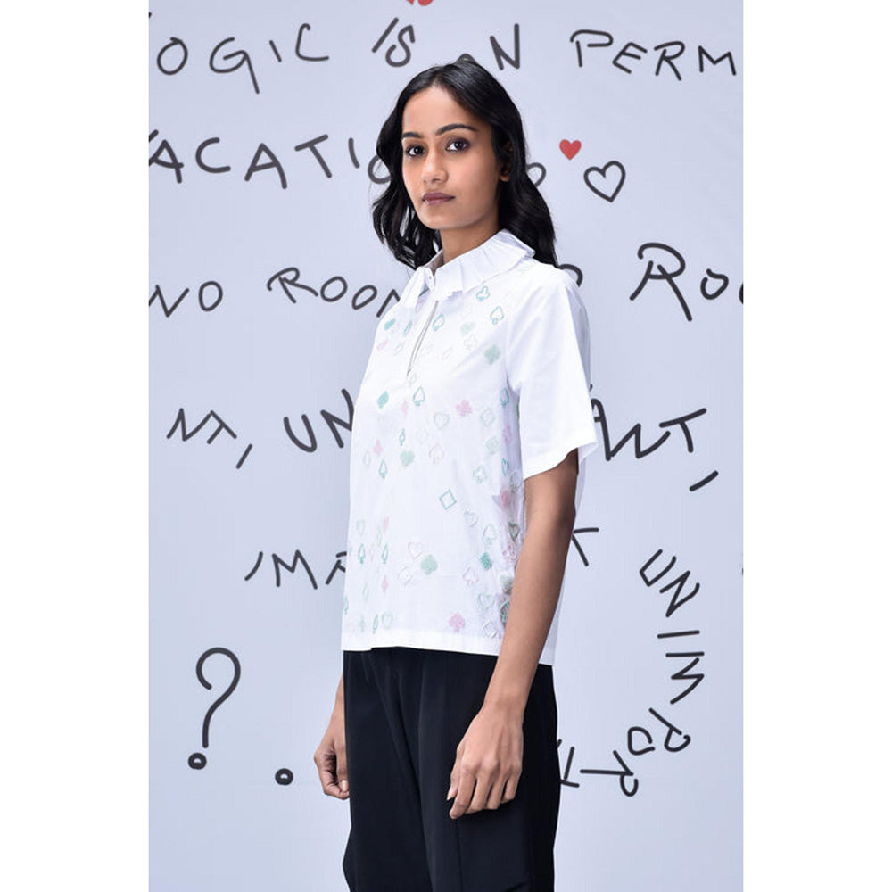 Genes Lecoanet Hemant Card Beard Embroidery Regular Fit Top- White