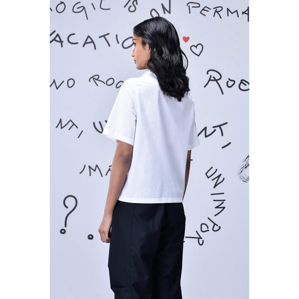 Genes Lecoanet Hemant Card Beard Embroidery Regular Fit Top- White