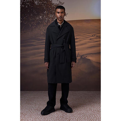 Genes Lecoanet Hemant Charcoal Poly Felt Trench Coat