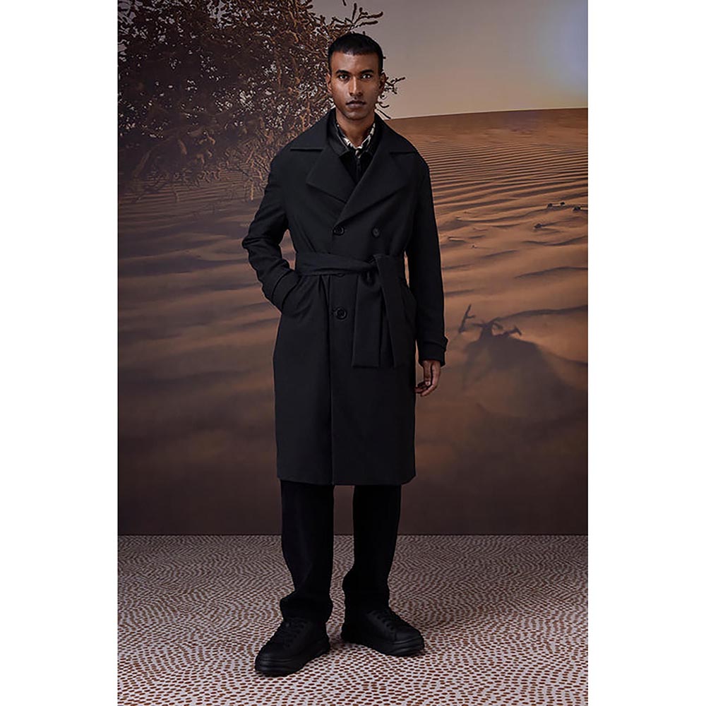 Genes Lecoanet Hemant Charcoal Poly Felt Trench Coat