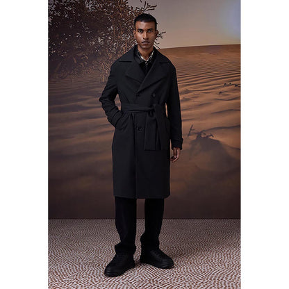 Genes Lecoanet Hemant Charcoal Poly Felt Trench Coat
