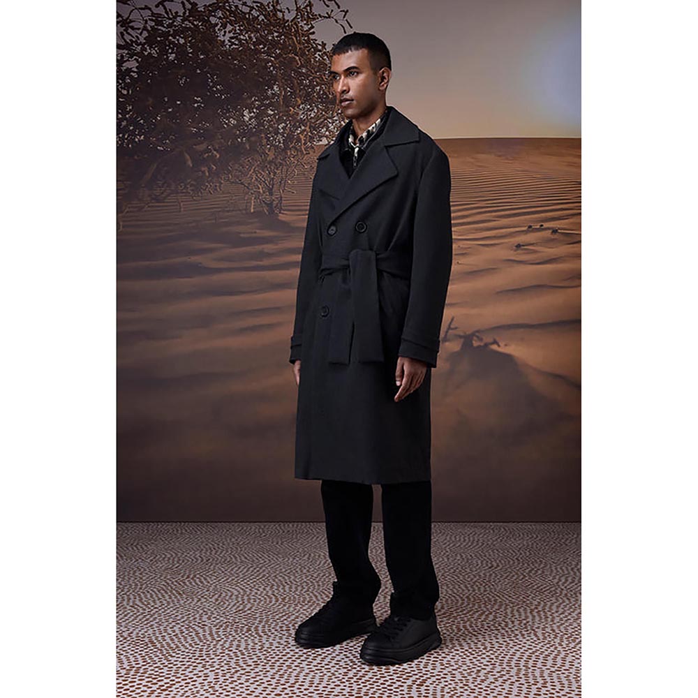 Genes Lecoanet Hemant Charcoal Poly Felt Trench Coat