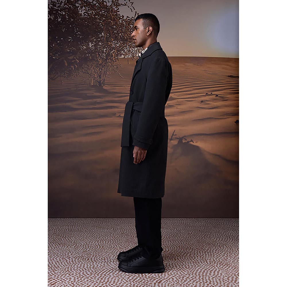 Genes Lecoanet Hemant Charcoal Poly Felt Trench Coat