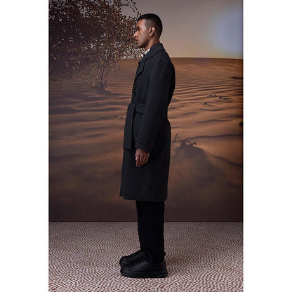 Genes Lecoanet Hemant Charcoal Poly Felt Trench Coat