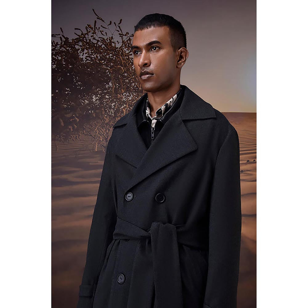 Genes Lecoanet Hemant Charcoal Poly Felt Trench Coat