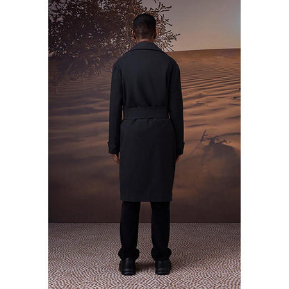 Genes Lecoanet Hemant Charcoal Poly Felt Trench Coat