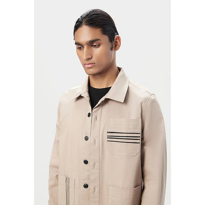 Genes Lecoanet Hemant Relaxed Fit Button-Up Jacket with Top Stitch Details