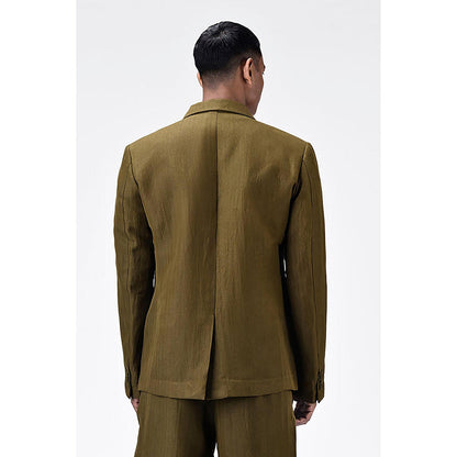 Genes Lecoanet Hemant Men'S Regular Fit Two-Button Jacket-Khaki