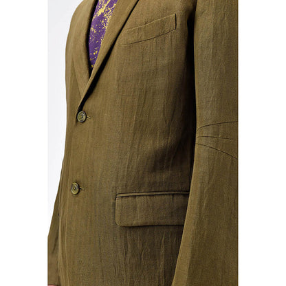 Genes Lecoanet Hemant Men'S Regular Fit Two-Button Jacket-Khaki
