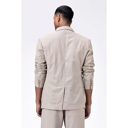 Genes Lecoanet Hemant Regular Fit Seersucker Jacket with Flap Pockets
