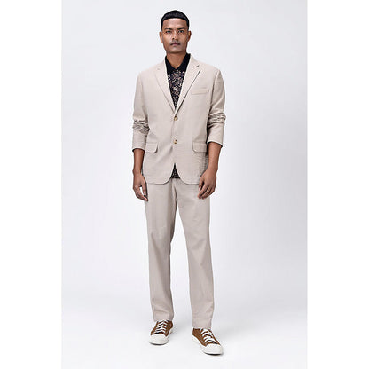 Genes Lecoanet Hemant Regular Fit Seersucker Jacket with Flap Pockets