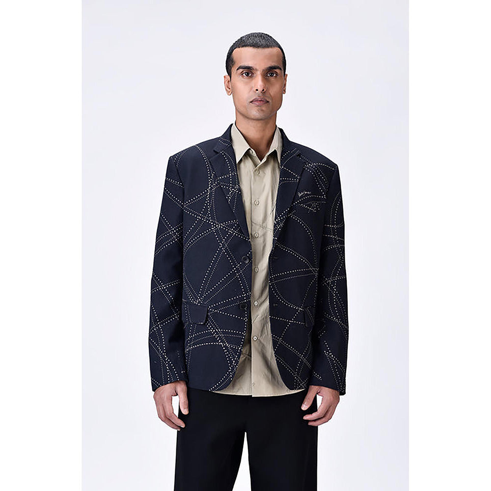 Genes Lecoanet Hemant Linen Jacket with Dotted Aurora Print