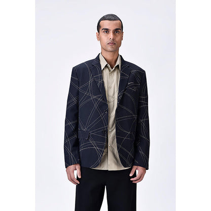 Genes Lecoanet Hemant Linen Jacket with Dotted Aurora Print