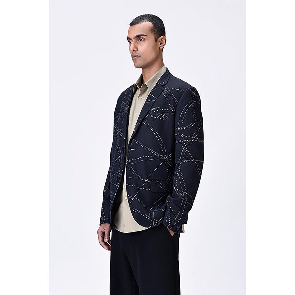 Genes Lecoanet Hemant Linen Jacket with Dotted Aurora Print