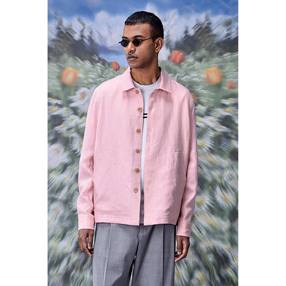 Genes Lecoanet Hemant Pink Linen Solid/Plain Jacket