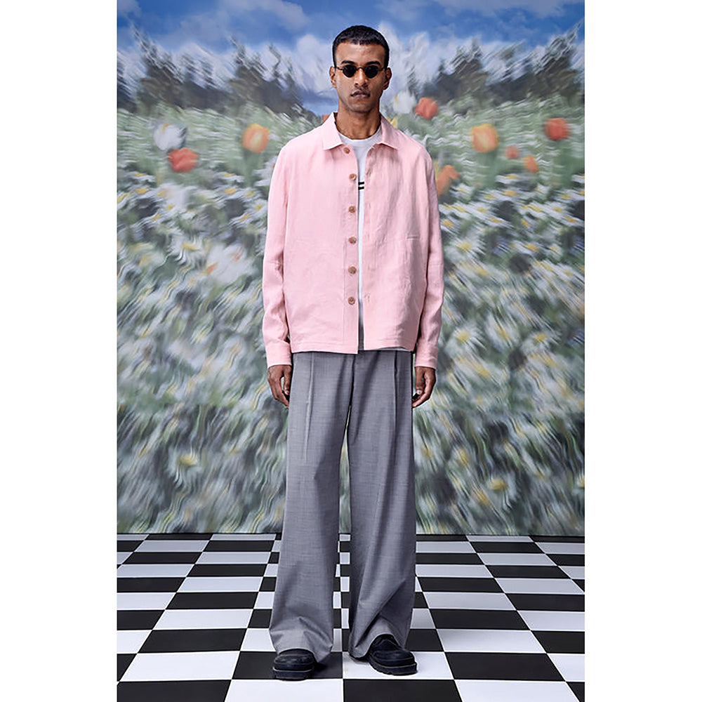 Genes Lecoanet Hemant Pink Linen Solid/Plain Jacket