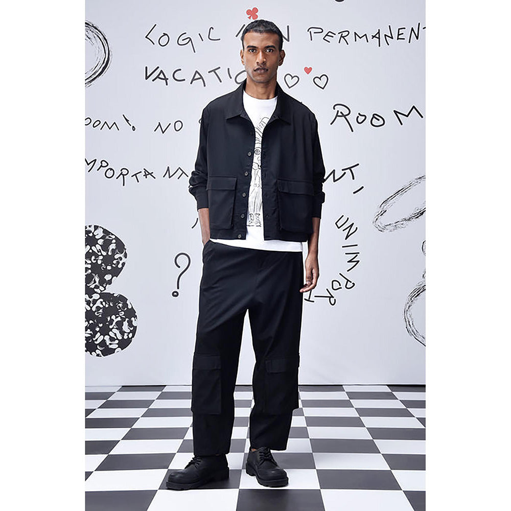 Genes Lecoanet Hemant Black Wool Blend Solid/Plain Jacket