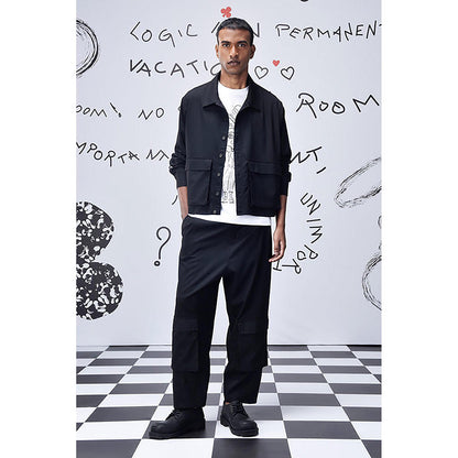 Genes Lecoanet Hemant Black Wool Blend Solid/Plain Jacket