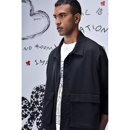 Genes Lecoanet Hemant Black Wool Blend Solid/Plain Jacket