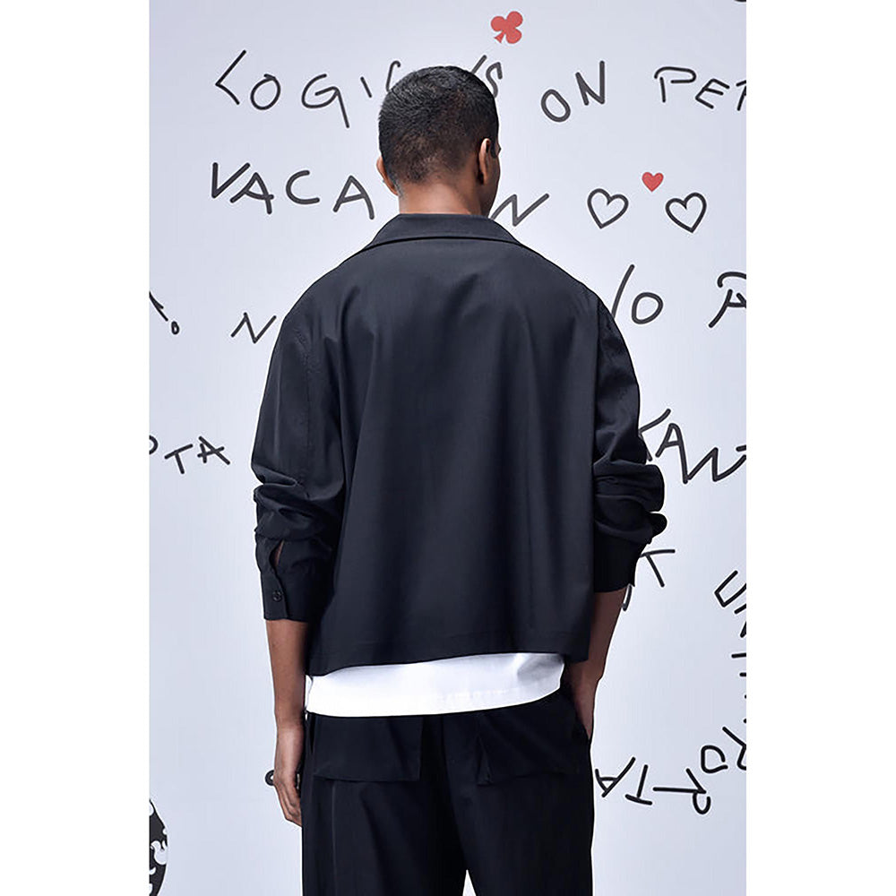 Genes Lecoanet Hemant Black Wool Blend Solid/Plain Jacket