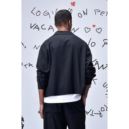 Genes Lecoanet Hemant Black Wool Blend Solid/Plain Jacket