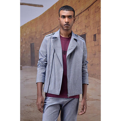 Genes Lecoanet Hemant Grey Cotton Solid/Plain Denim Jacket