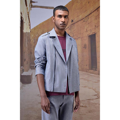 Genes Lecoanet Hemant Grey Cotton Solid/Plain Denim Jacket