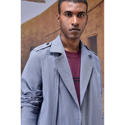 Genes Lecoanet Hemant Grey Cotton Solid/Plain Denim Jacket