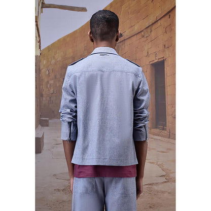 Genes Lecoanet Hemant Grey Cotton Solid/Plain Denim Jacket