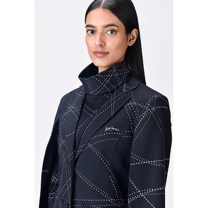 Genes Lecoanet Hemant Black Linen Printed Jacket