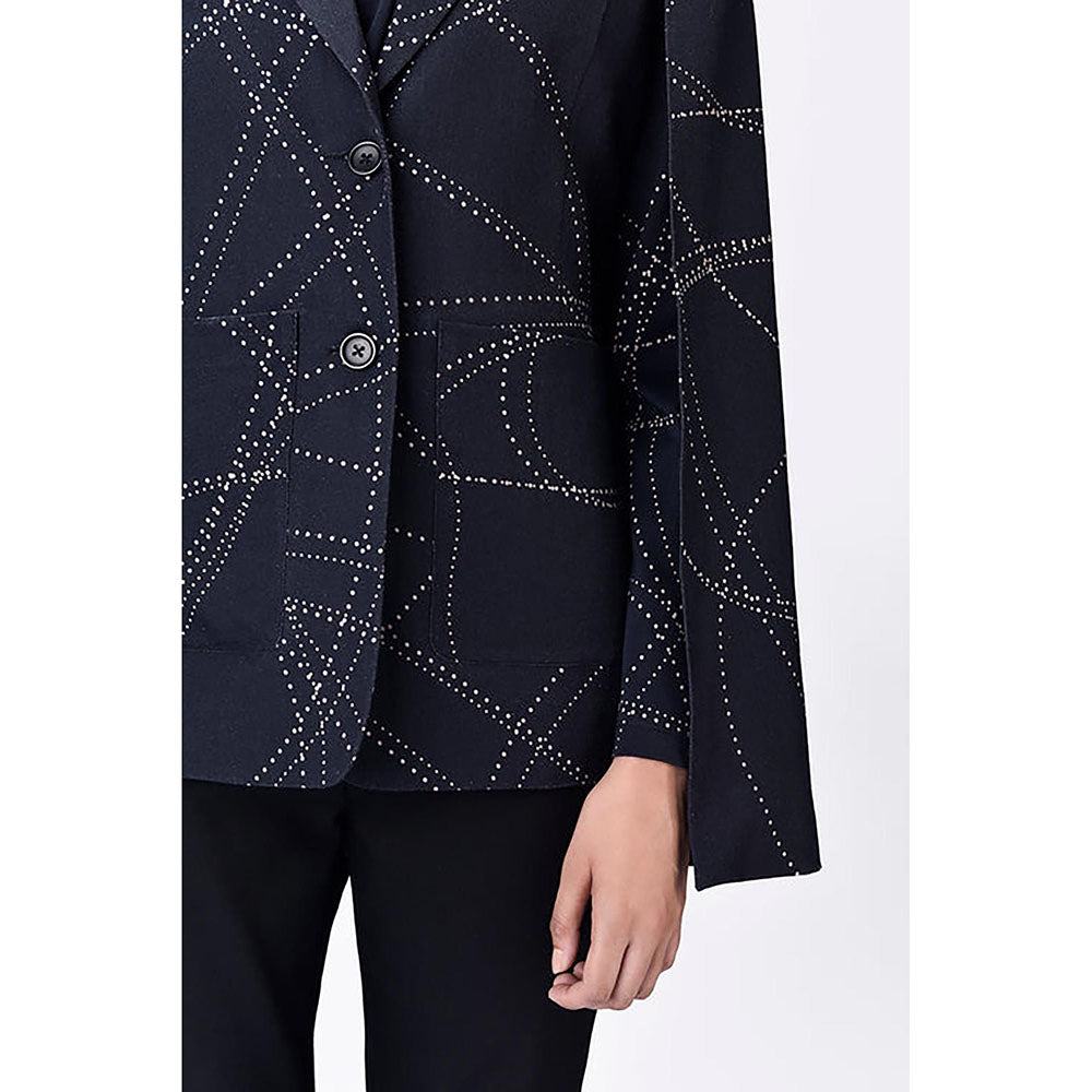 Genes Lecoanet Hemant Black Linen Printed Jacket