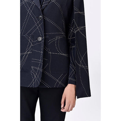Genes Lecoanet Hemant Black Linen Printed Jacket