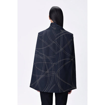 Genes Lecoanet Hemant Black Linen Printed Jacket
