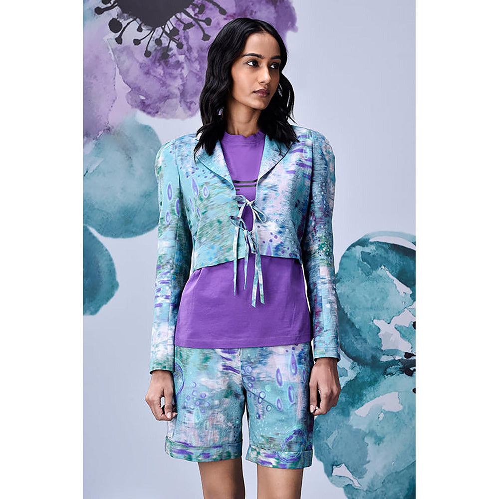Genes Lecoanet Hemant Blue Linen Abstract Jacket