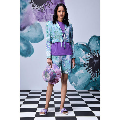 Genes Lecoanet Hemant Blue Linen Abstract Jacket