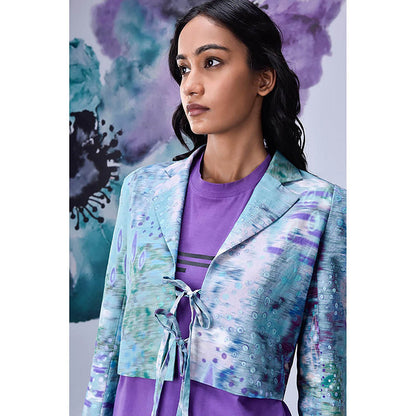 Genes Lecoanet Hemant Blue Linen Abstract Jacket