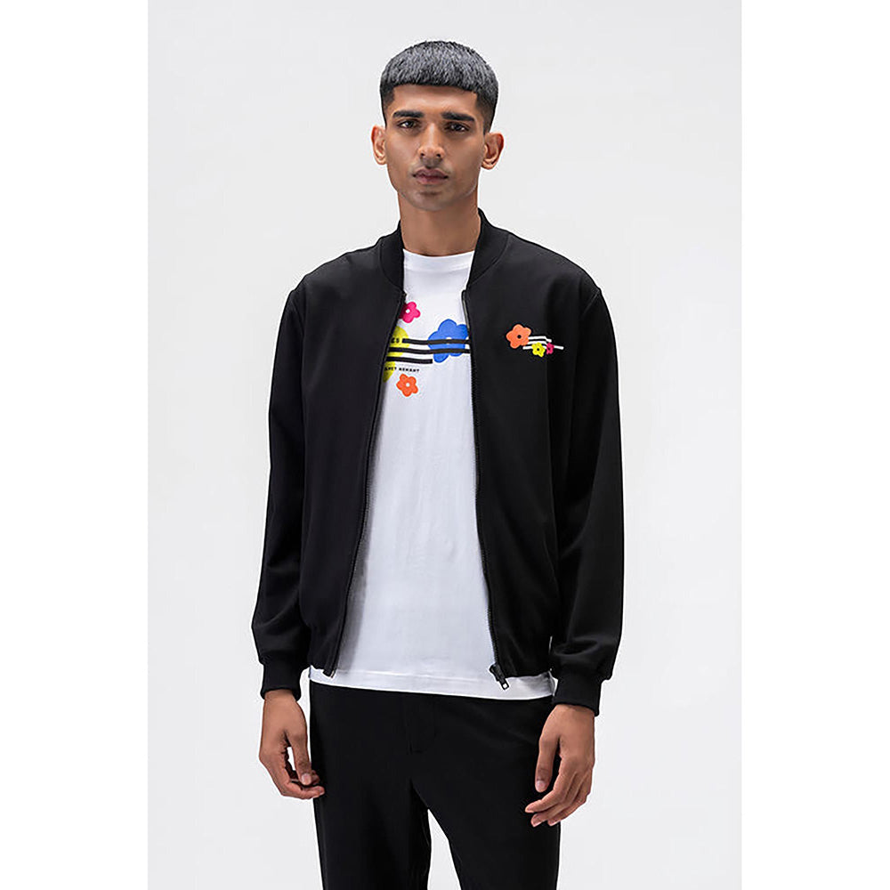 Genes Lecoanet Hemant Black Floral Bomber Jacket