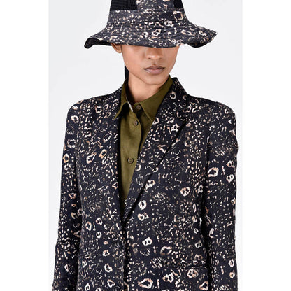 Genes Lecoanet Hemant Multi-Colour Animal Print Linen Blazer with Soft Rounded Shoulders