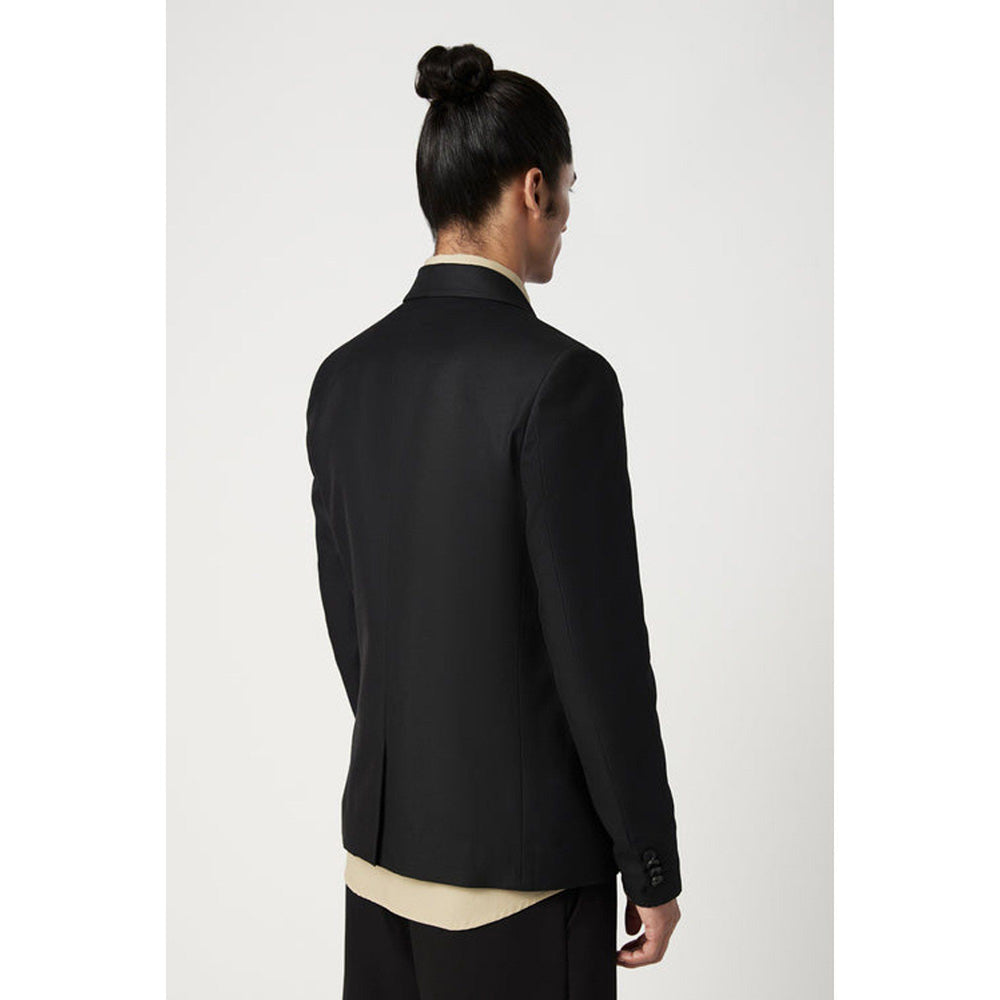 Genes Lecoanet Hemant Black Classic Fit Two-Button Constructed Blazer with Flap Pocket