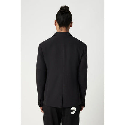 Genes Lecoanet Hemant Black Regular Fit Two-Button Constructed Blazer with Flap Pockets