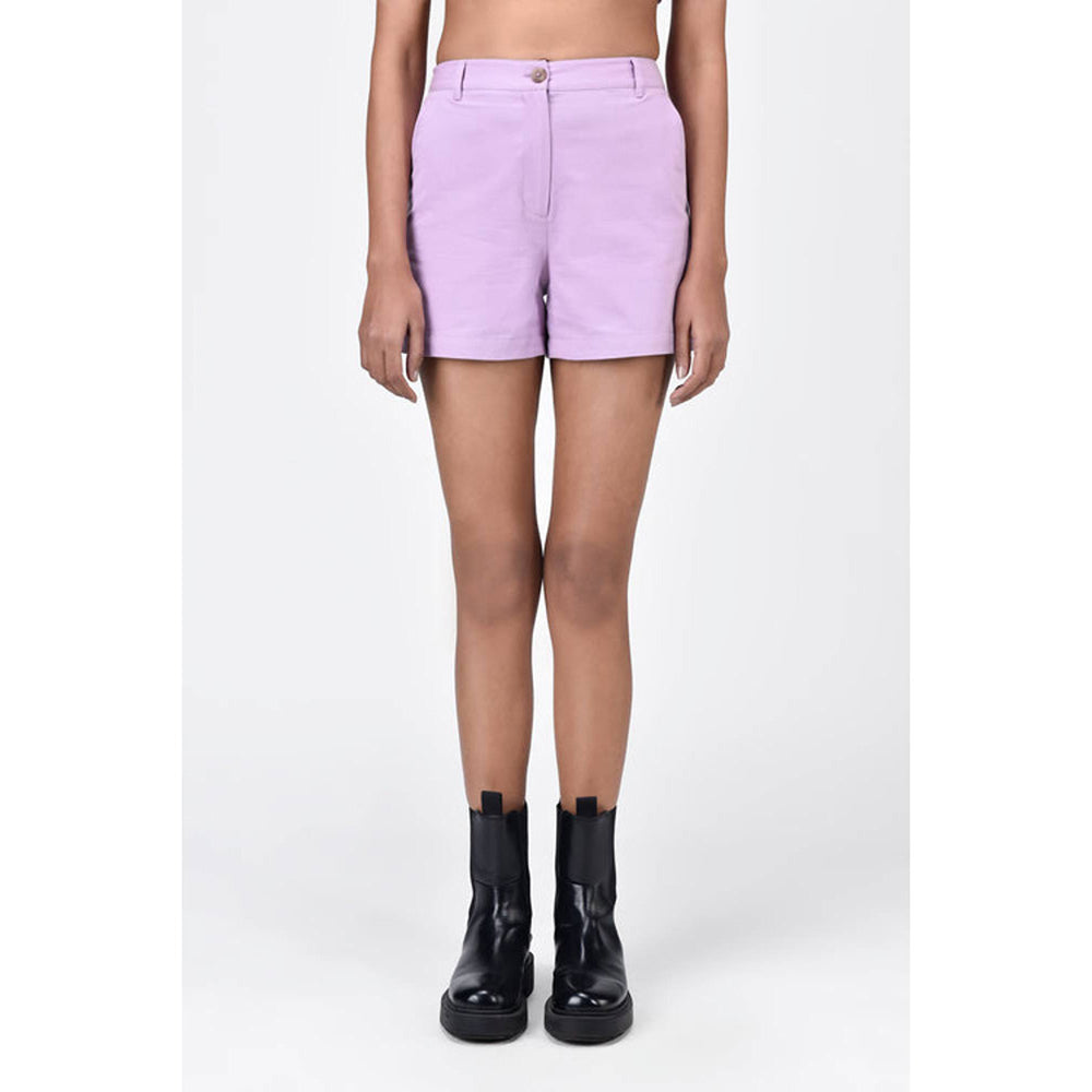 Genes Lecoanet Hemant Women'S Regular Fit Cotton Light Twill Shorts Lavender