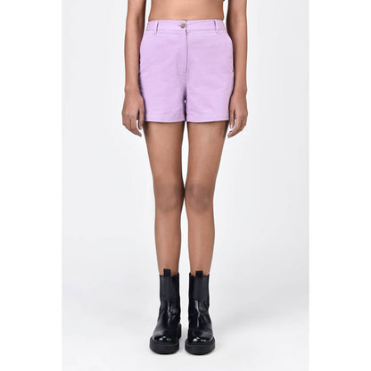 Genes Lecoanet Hemant Women'S Regular Fit Cotton Light Twill Shorts Lavender