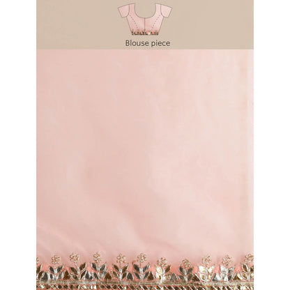 Geroo Luxe Peach Gotta Patti Organza Saree with Unstitched Blouse