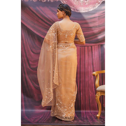 Geroo Luxe Gold Pure Tissue Saree with Unstitched Blouse