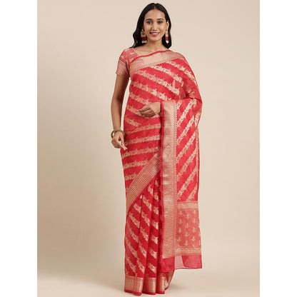 Geroo Jaipur Red Kota Silk Floral Zari Saree