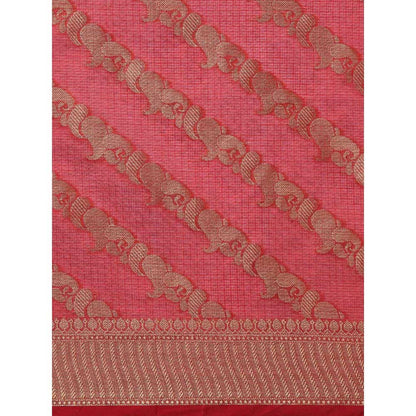 Geroo Jaipur Red Kota Silk Floral Zari Saree
