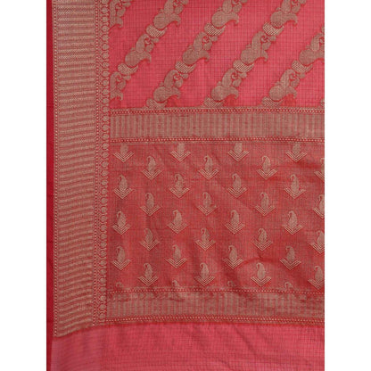 Geroo Jaipur Red Kota Silk Floral Zari Saree