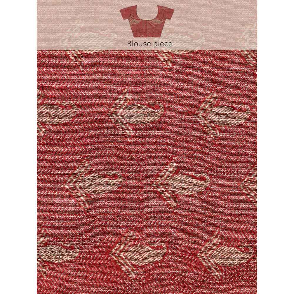 Geroo Jaipur Red Kota Silk Floral Zari Saree