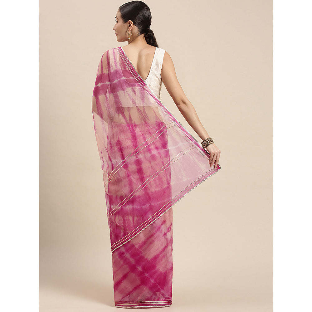Geroo Jaipur Pink Shibori Organza Saree