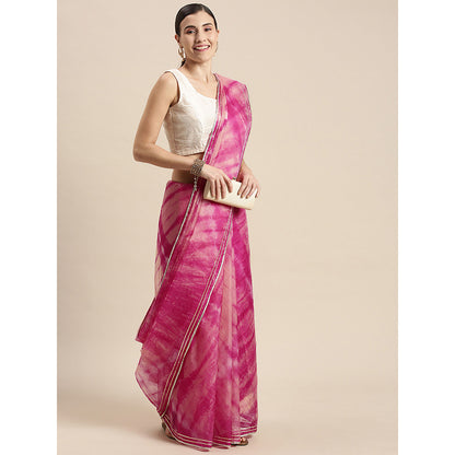 Geroo Jaipur Pink Shibori Organza Saree